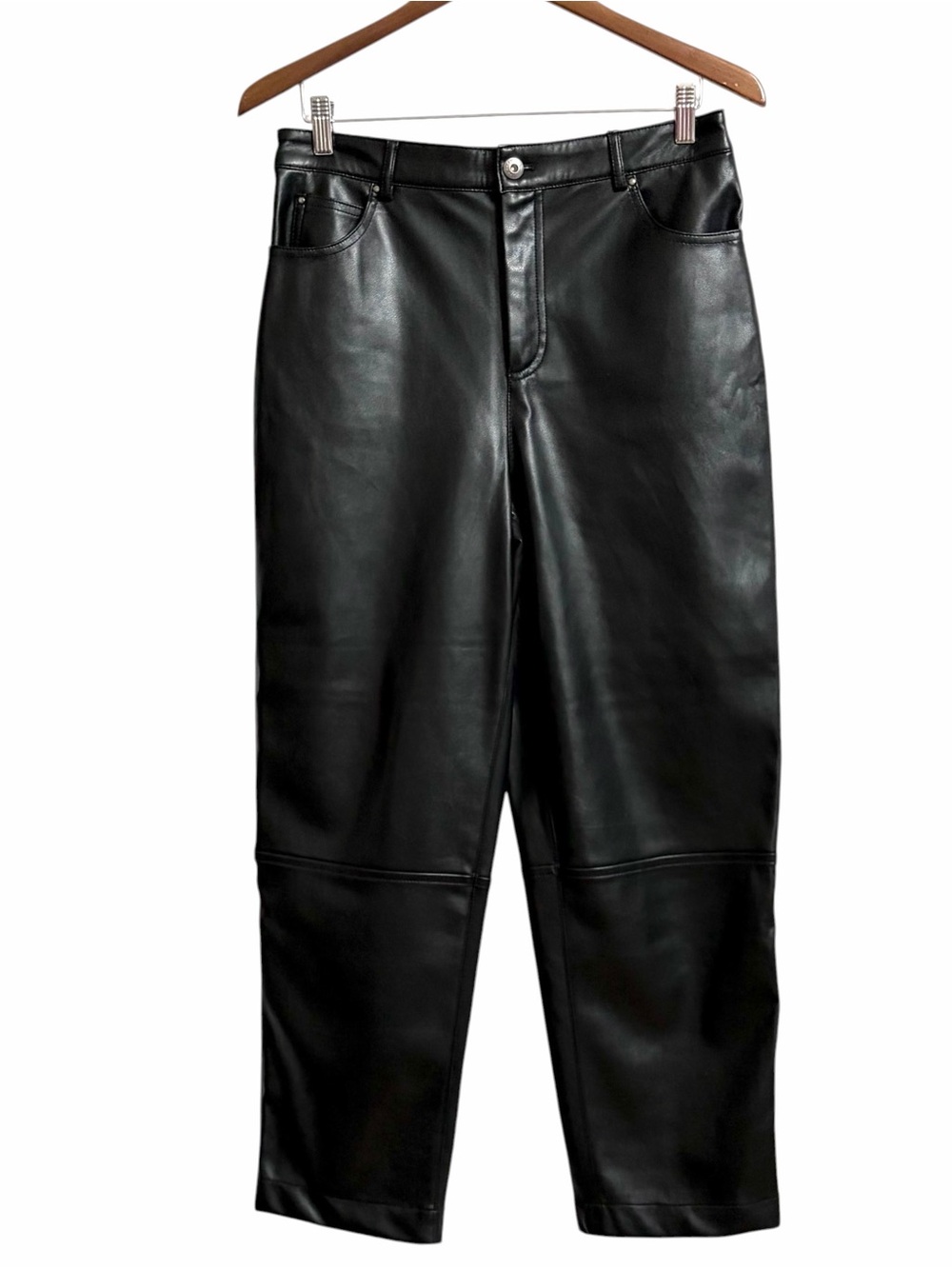 Ted Baker Plaider Faux Vegan Leather Crop Pants Womens 2 Black Edgy Supple Goth